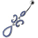 Fancy Studded Jeweled Dangling SS Bar Belly Ring - Monster Piercing