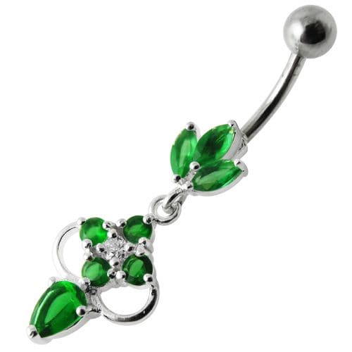 Fancy Jeweled Dangling Body Piercing Banana Bar Navel Ring - Monster Piercing