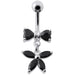 Fancy Jeweled Butterfly with Bow Dangling Surgical Grade Steel Belly Ring - Monster Piercing