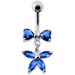 Fancy Jeweled Butterfly with Bow Dangling Surgical Grade Steel Belly Ring - Monster Piercing