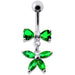 Fancy Jeweled Butterfly with Bow Dangling Surgical Grade Steel Belly Ring - Monster Piercing