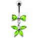 Fancy Jeweled Butterfly with Bow Dangling Surgical Grade Steel Belly Ring - Monster Piercing