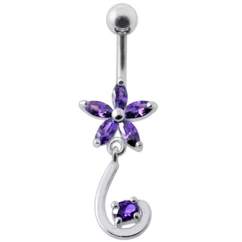 Fancy Jeweled Star Tail Dangling Belly Ring - Monster Piercing