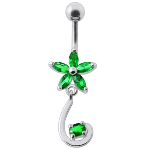 Fancy Jeweled Star Tail Dangling Belly Ring - Monster Piercing