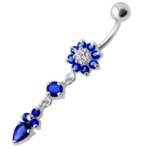 Fancy Flower Dangling Banana Belly Ring - Monster Piercing