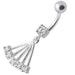 Navel Ring with Big Long Dangling Jeweled Chains With SS Curved Bar - Monster Piercing