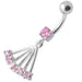 Navel Ring with Big Long Dangling Jeweled Chains With SS Curved Bar - Monster Piercing