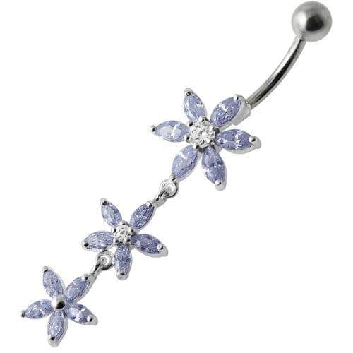 Fancy  Multi Star Dangling SS Bar Navel Ring - Monster Piercing