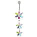 Fancy  Multi Star Dangling SS Bar Navel Ring - Monster Piercing