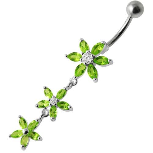 Fancy  Multi Star Dangling SS Bar Navel Ring - Monster Piercing