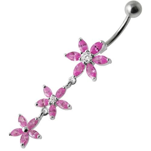 Fancy  Multi Star Dangling SS Bar Navel Ring - Monster Piercing