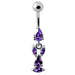 Fancy Bunny Jeweled Dangling Banana Bar Navel Ring - Monster Piercing