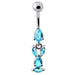 Fancy Bunny Jeweled Dangling Banana Bar Navel Ring - Monster Piercing