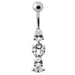 Fancy Bunny Jeweled Dangling Banana Bar Navel Ring - Monster Piercing