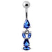 Fancy Bunny Jeweled Dangling Banana Bar Navel Ring - Monster Piercing