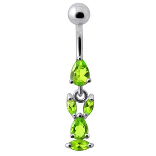 Fancy Bunny Jeweled Dangling Banana Bar Navel Ring - Monster Piercing