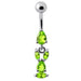 Fancy Bunny Jeweled Dangling Banana Bar Navel Ring - Monster Piercing