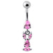 Fancy Bunny Jeweled Dangling Banana Bar Navel Ring - Monster Piercing