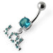 Fancy Stone Jeweled LOL Dangling Belly Ring - Monster Piercing