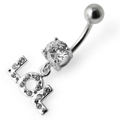 Fancy Stone Jeweled LOL Dangling Belly Ring - Monster Piercing