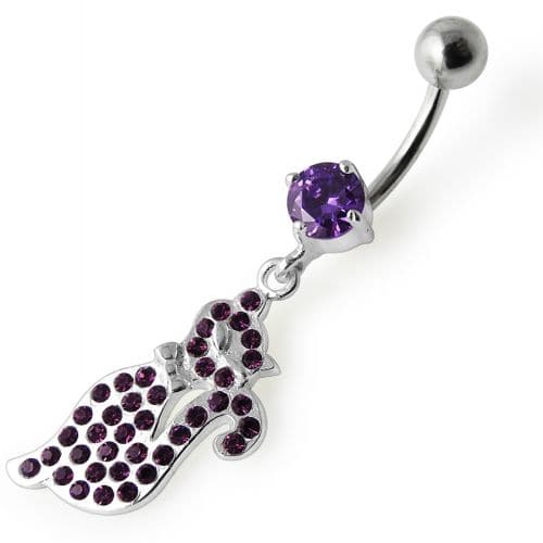 Fancy  Kitty Dangling Belly Ring - Monster Piercing