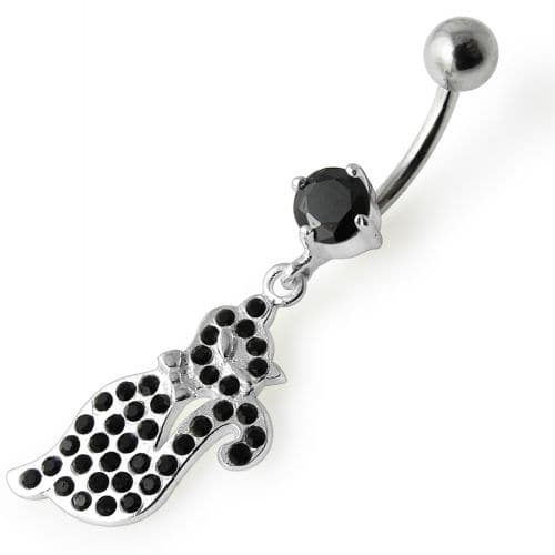 Fancy  Kitty Dangling Belly Ring - Monster Piercing