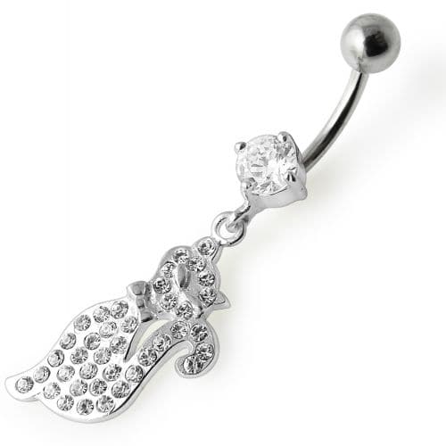 Fancy  Kitty Dangling Belly Ring - Monster Piercing