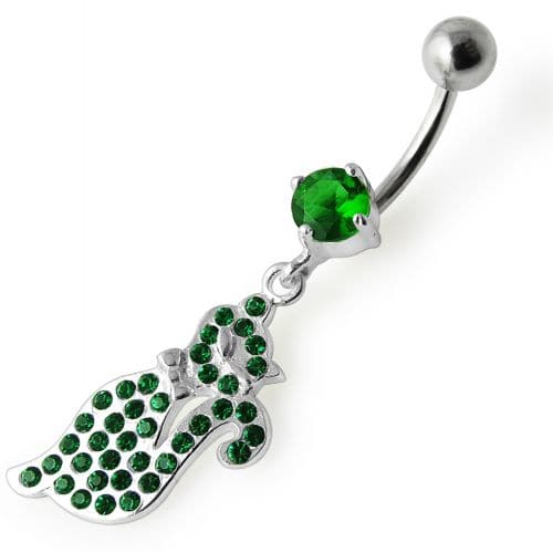 Fancy  Kitty Dangling Belly Ring - Monster Piercing