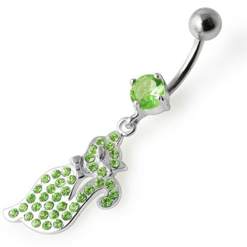 Fancy  Kitty Dangling Belly Ring - Monster Piercing