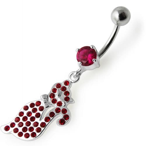 Fancy  Kitty Dangling Belly Ring - Monster Piercing