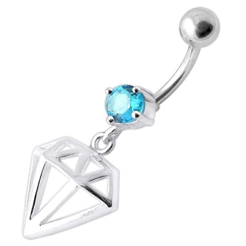 Fancy Jeweled Diamond Cut Dangling Navel Ring - Monster Piercing