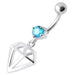 Fancy Jeweled Diamond Cut Dangling Navel Ring - Monster Piercing