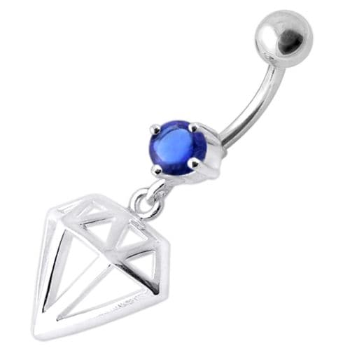 Fancy Jeweled Diamond Cut Dangling Navel Ring - Monster Piercing