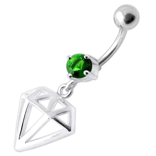 Fancy Jeweled Diamond Cut Dangling Navel Ring - Monster Piercing