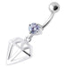 Fancy Jeweled Diamond Cut Dangling Navel Ring - Monster Piercing