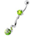 Fancy Jeweled Dangling Star SS Bar Belly Ring - Monster Piercing