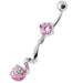 Fancy Jeweled Dangling Star SS Bar Belly Ring - Monster Piercing