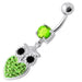 Jeweled Owl With Heart Belly Ring - Monster Piercing