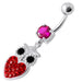 Jeweled Owl With Heart Belly Ring - Monster Piercing