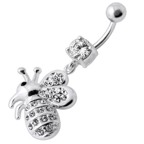 Fancy Jeweled Honey Bee Dangling Belly Ring - Monster Piercing