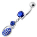 Fancy Blue Stone Tear Drop Jeweled Dangling Navel Ring - Monster Piercing