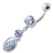 Fancy Blue Stone Tear Drop Jeweled Dangling Navel Ring - Monster Piercing