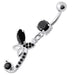 Sterling Silver Fancy Butterfly Jeweled Dangling Curved Bar Belly Ring - Monster Piercing