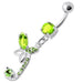 Sterling Silver Fancy Butterfly Jeweled Dangling Curved Bar Belly Ring - Monster Piercing