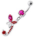 Sterling Silver Fancy Butterfly Jeweled Dangling Curved Bar Belly Ring - Monster Piercing