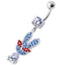 Fancy Rabbit Jeweled Dangling Curved Bar Belly Ring - Monster Piercing