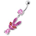 Fancy Rabbit Jeweled Dangling Curved Bar Belly Ring - Monster Piercing