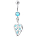 Jeweled Leaf Navel Belly Ring - Monster Piercing