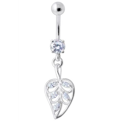 Jeweled Leaf Navel Belly Ring - Monster Piercing