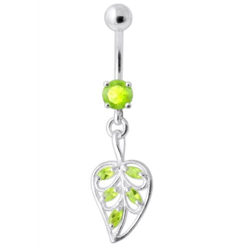 Jeweled Leaf Navel Belly Ring - Monster Piercing